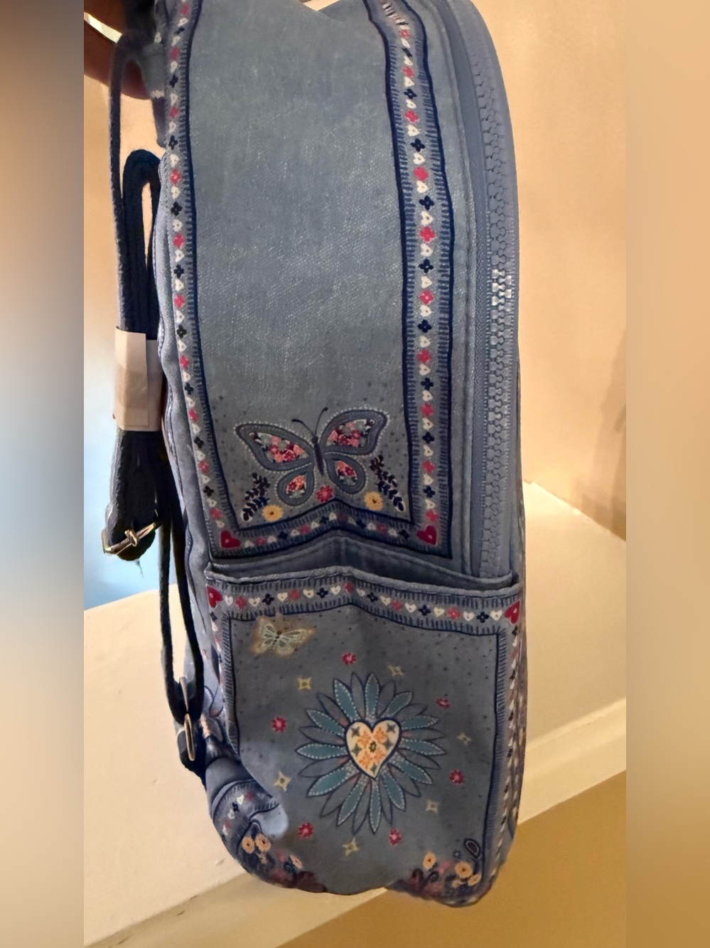 Brighton Light Blue Embroidered Bandana-Style Backpack NWT - Picture 4 of 12